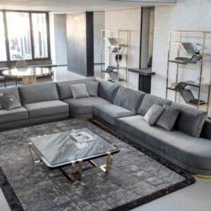 Stylish Velvet Fabric L-Shape Sectional Sofa